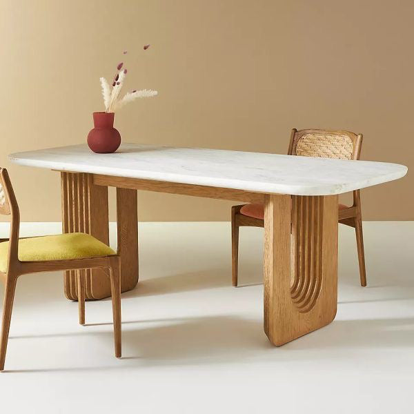 Cayden Oak Marble Dining Set