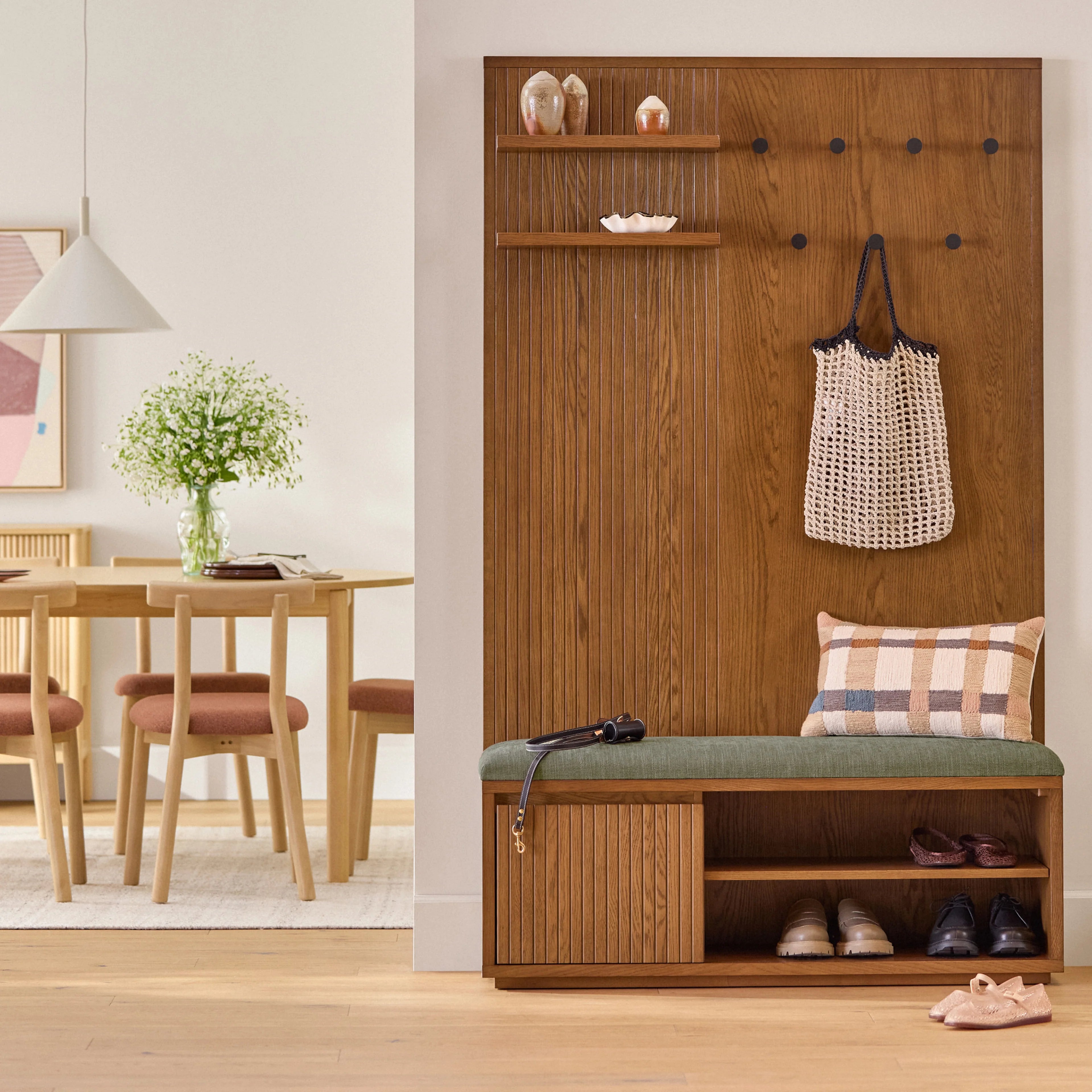 Fluted Entryway Hall Cabinet